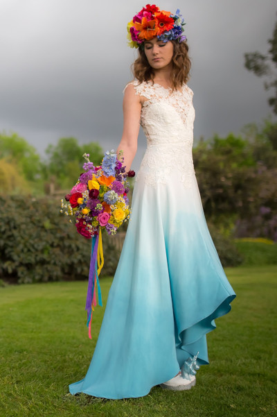Dip dye bridal dress